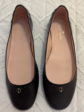 Kate Spade Black Leather Ballet Flats